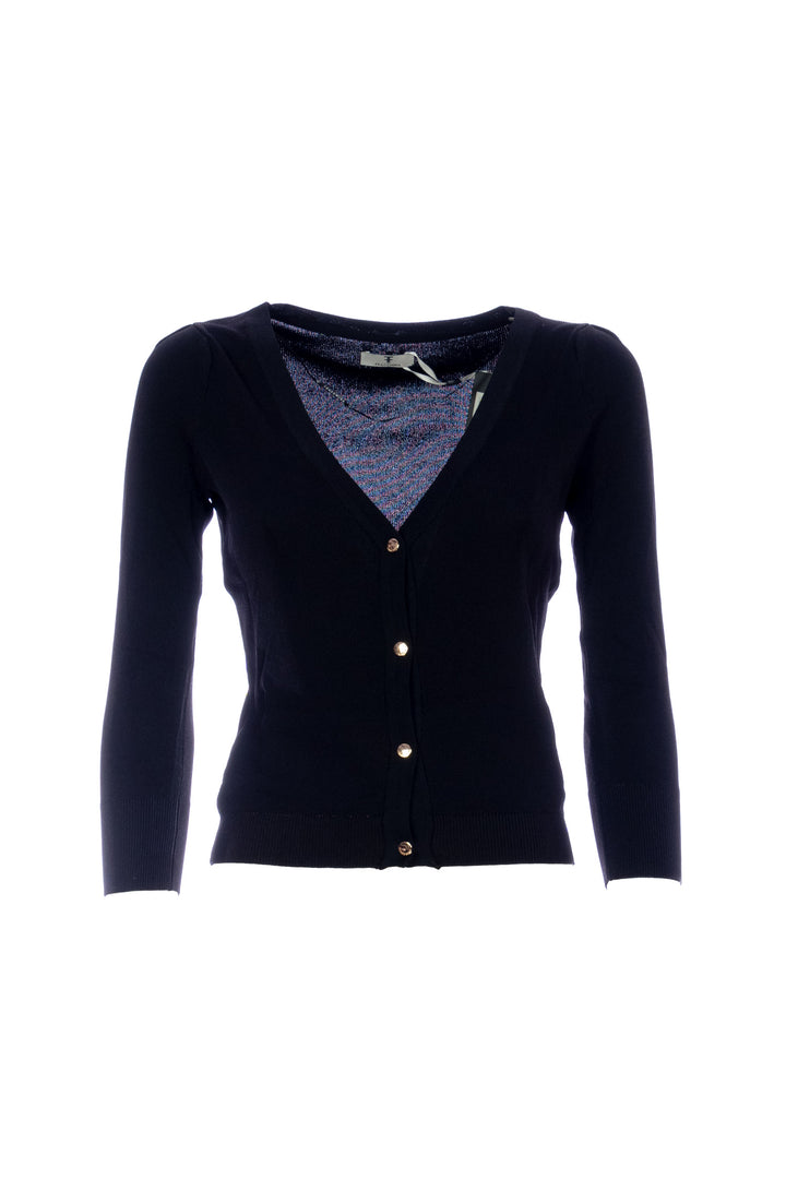 FRACOMINA Cardigan slim nero con scollo a V - Mancinelli 1954