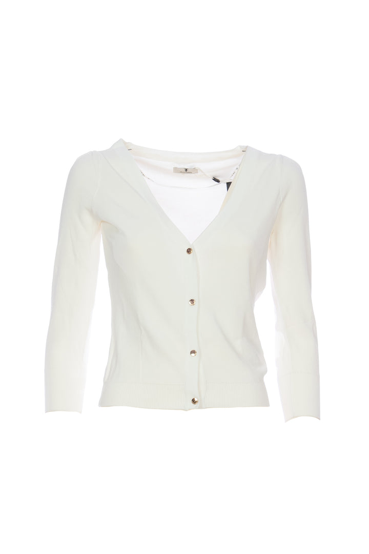 FRACOMINA Cardigan slim crema con scollo a V - Mancinelli 1954