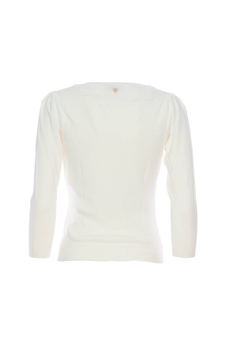 FRACOMINA Cardigan slim crema con scollo a V - Mancinelli 1954