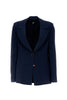 Navy blue single-breasted regular blazer in linen blend