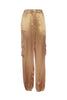 Sand satin cargo trousers