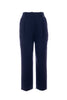 Pantalon carotte bleu marine en coton et lin