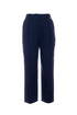 Pantaloni carrot blu navy in cotone e lino
