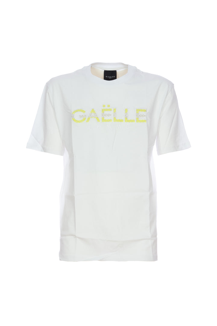 GAELLE T-shirt bianca in jersey di cotone con logo ricamato - Mancinelli 1954