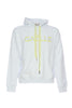 White cotton sweatshirt with embroidered logo and hood