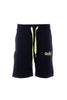 Black fleece Bermuda shorts with elastic and embroidered logo