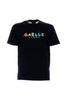 Black cotton jersey T-shirt with printed logo