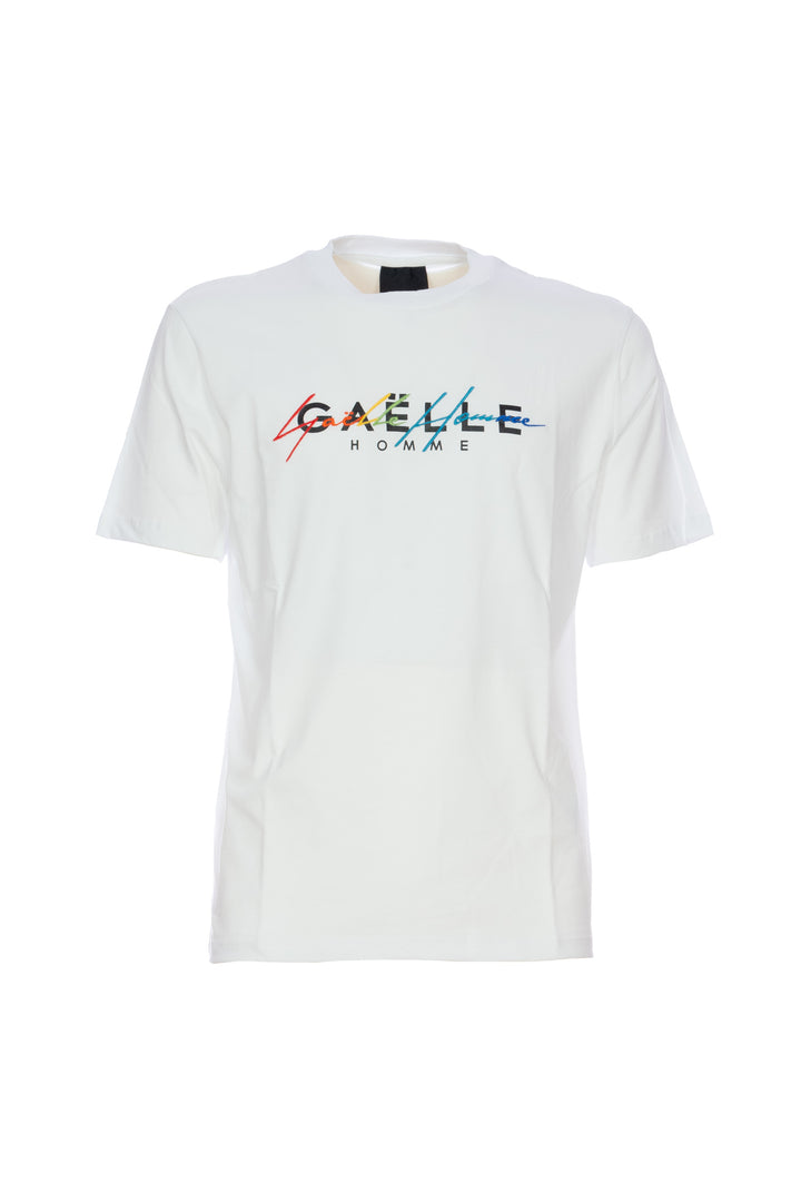 GAELLE T-shirt bianca in jersey di cotone con logo stampato - Mancinelli 1954