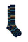 Long blue multicolor striped cotton socks