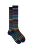 Calze lunghe cotone righe sottilissime 7 colore blu