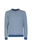 Pull girocollo cotone a righe a due colori azzurro