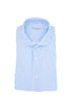 Slim shirt with white and light blue stripes in technical stretch fabric