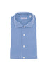 Camicia slim a righe bianche e blu in tessuto tecnico stretch