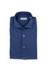 Camicia slim blu in tessuto tecnico stretch con microfantasia a punti