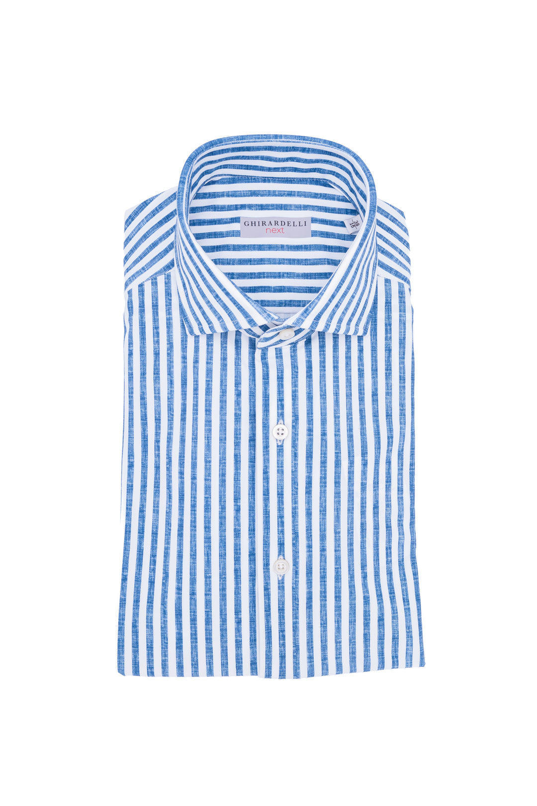 GHIRARDELLI Camicia slim in tessuto tecnico stretch a righe bianche e azzurre - Mancinelli 1954