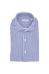 Slim shirt in stretch technical fabric with blue and white micro-patterned stripes