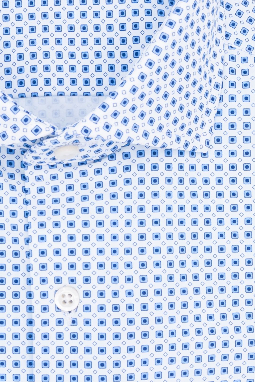 GHIRARDELLI Camicia slim in tessuto tecnico stretch con stampa geometrica azzurra - Mancinelli 1954