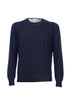 Navy blue crew-neck sweater in merino wool and silk blend