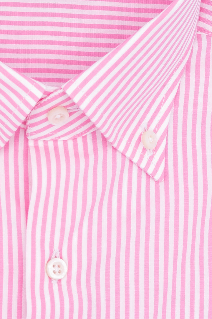 HDP Camicia button down in cotone a righe bianche e rosa - Mancinelli 1954