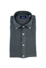 Dark slate slim button-down shirt in linen