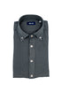 Dark slate slim button-down shirt in linen