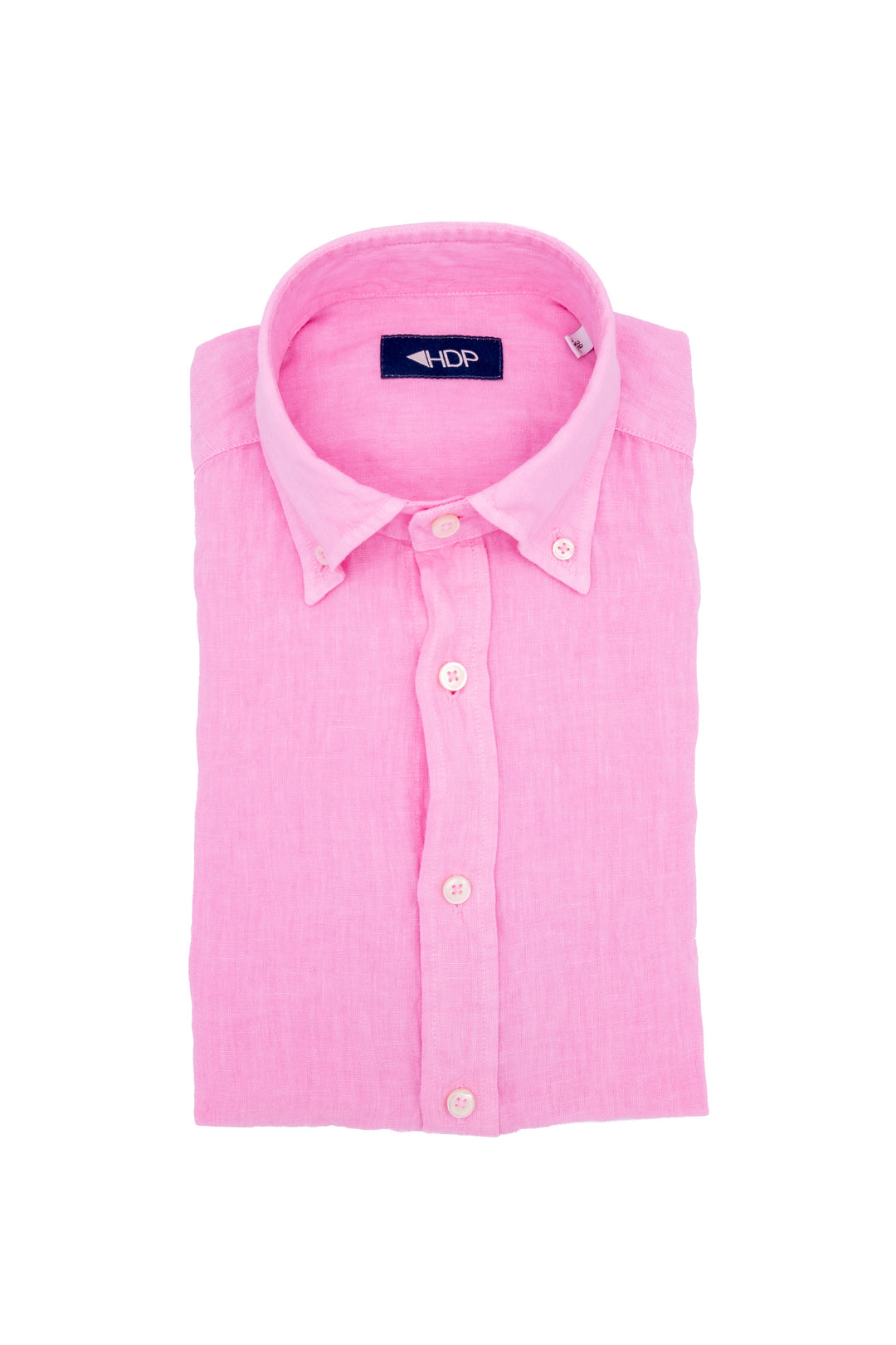 HDP Camicia slim button down rosa in lino - Mancinelli 1954