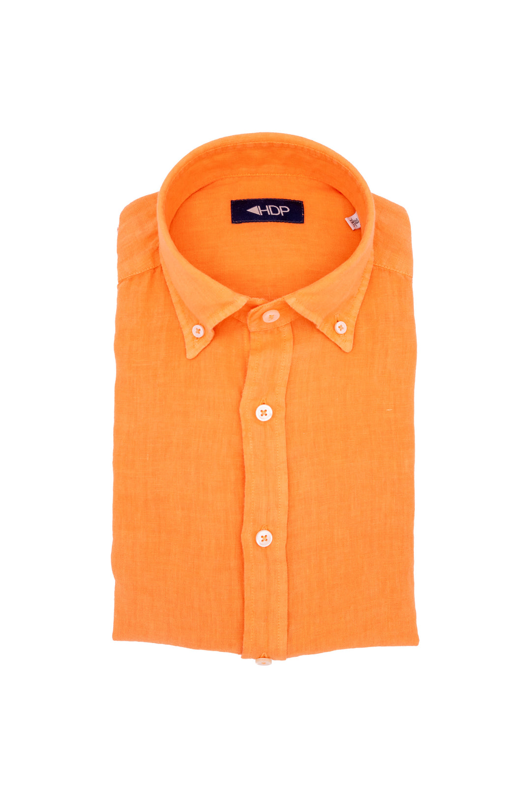 HDP Camicia slim button down arancio in lino - Mancinelli 1954