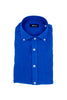 Slim blue linen button-down shirt