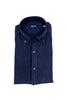 Midnight blue slim button-down shirt in linen