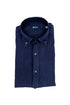 Midnight blue slim button-down shirt in linen