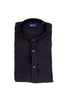 Slim black linen shirt with mandarin collar