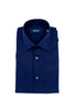 Slim dark blue button-down shirt in cotton