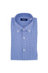 Camicia slim button down blu in cotone con microstampa geometrica