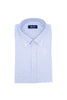 Slim light blue button-down shirt in cotton with geometric micro-print