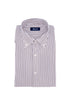 Slim white button-down shirt in burgundy striped cotton