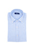Slim button-down shirt in white and light blue striped linen