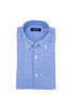 Slim light blue button-down shirt in washed cotton with geometric print