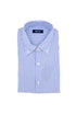 Slim button-down shirt with light blue stripes in seersucker cotton