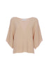 Loose natural cotton and lurex sweater with wide neckline