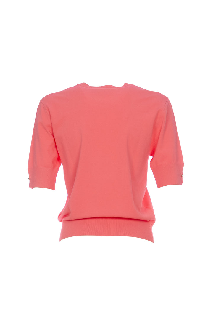 KAOS T-shirt girocollo corallo in maglia - Mancinelli 1954
