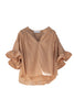 Blusa sabbia in cotone con rouches