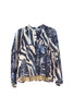 Printed brushed cotton shirt with mandarin collar