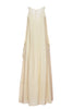 Long sleeveless butter dress with V-neck on the back