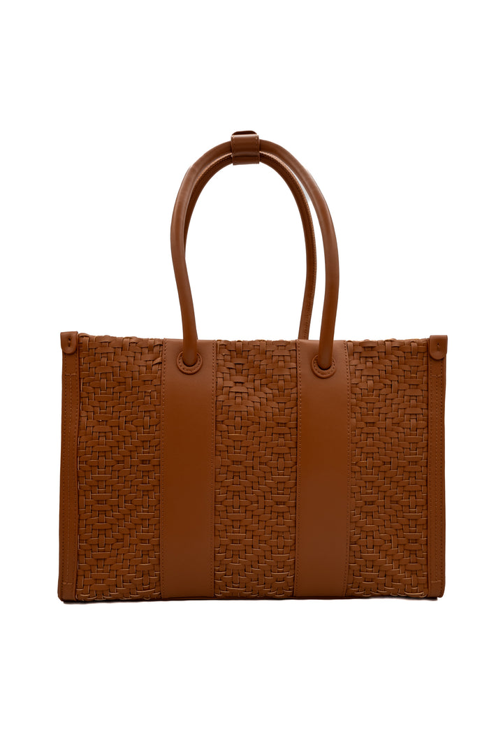 LIU JO Shopping bag marrone effetto intrecciato con logo - Mancinelli 1954