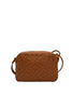 Brown woven effect shoulder bag with logo