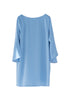 Light blue tunic dress with boat neckline and jewels on the back