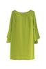 Kiwi Green Tunic Dress with Boat Neckline and Jewel Back