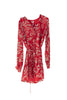 Short red dress in printed silk blend