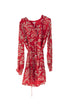 Short red dress in printed silk blend