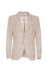 Beige unlined two-button patterned jacket in cotton and linen blend